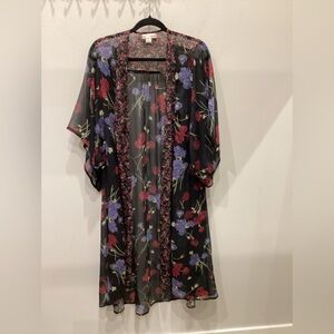 Band of Gypsies Black and Red Floral Top